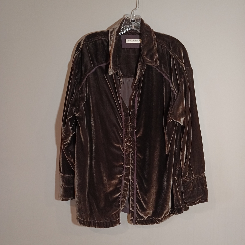 We The Free Marianne Velvet Top in Midnight Brown Size L